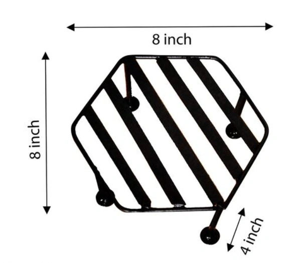  Hexagon  Iron  Planter Stand It is Suitable For Outdoor as Well as Indoor  Pack of2 -  Free Size, Black, Iron,  Pack of 2,  Hexagon